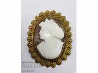Collectible old brooch with a huge cameo 19-20 century
