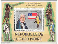 1976. Ivory Coast. 200 years since the American Revolution. Block.