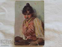 Стара картичка момиче   К 287