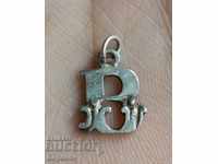 Silver 950 Pendant with Letter Letter B