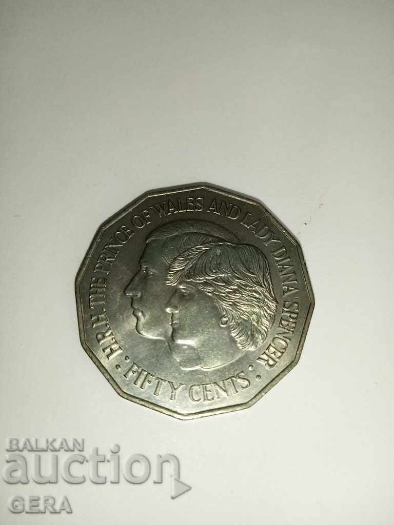 монета  50 цента Австралия