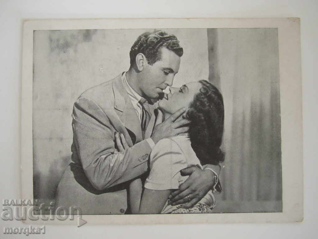 Preserved old retro card Love scene from the movie 30s