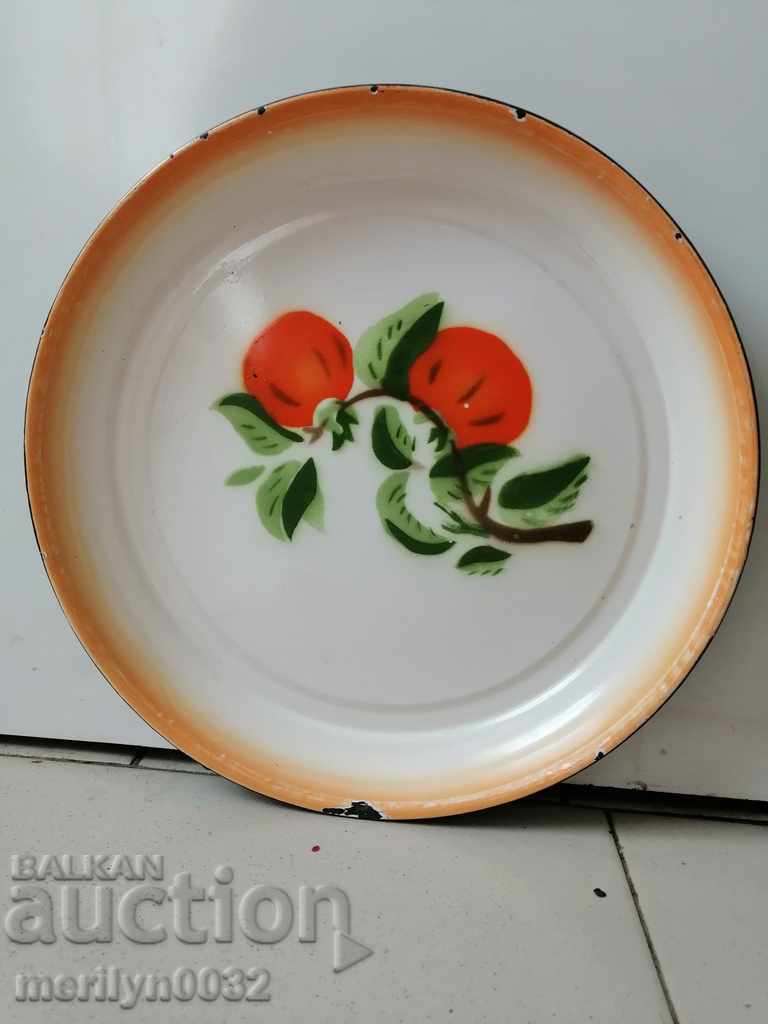 Old Korean metal painted tray enamel pan, plateau with price 47.00 BGN | € 24.03 Old Korean metal painted tray enamel pan, plateau with price 47.00 BGN | € 24.03