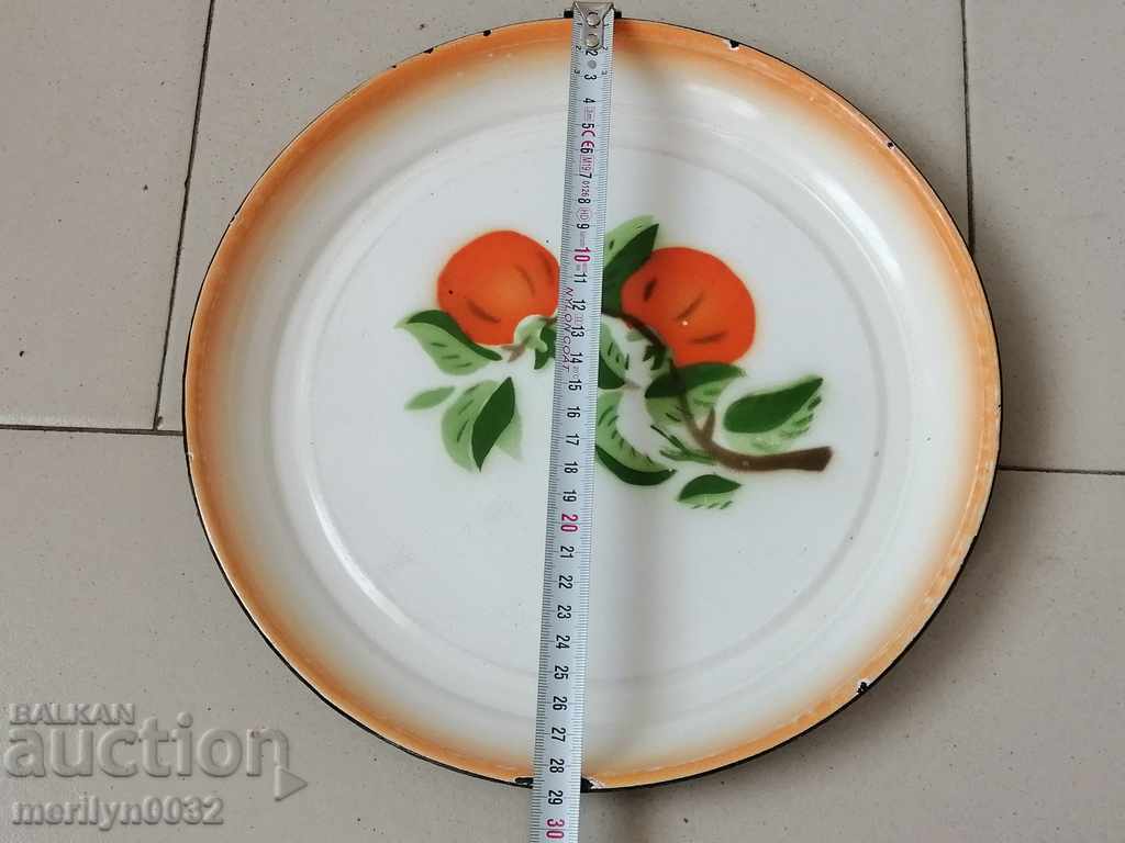 Old Korean metal painted tray enamel pan, plateau - 5 Old Korean metal painted tray enamel pan, plateau - 5