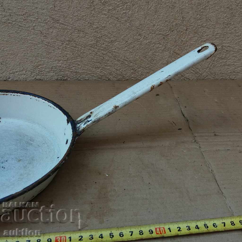 Auction  OLD SOC. ENAMELED PAN WITH MARKING