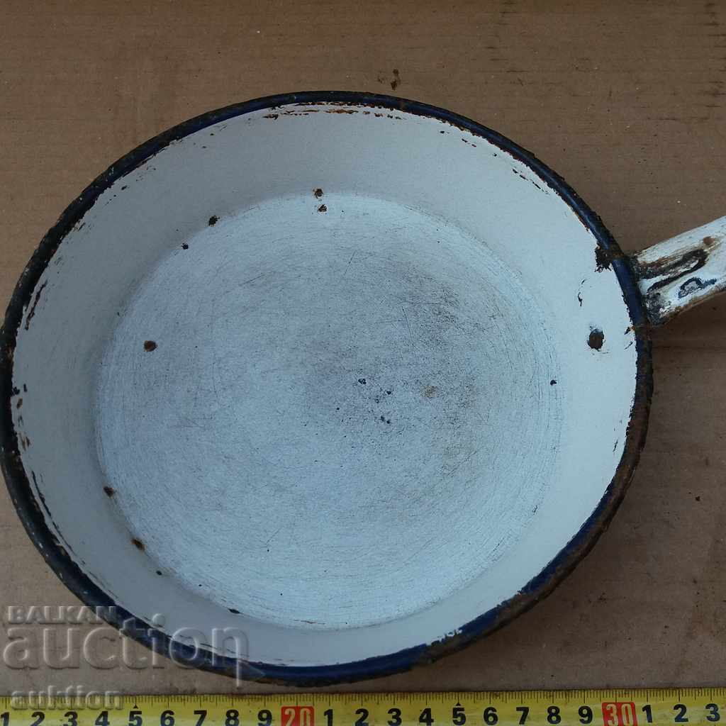 OLD SOC. ENAMELED PAN WITH MARKING - 6