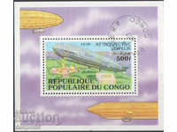 1977. Конго, Реп. История на първите дирижабли. Блок.