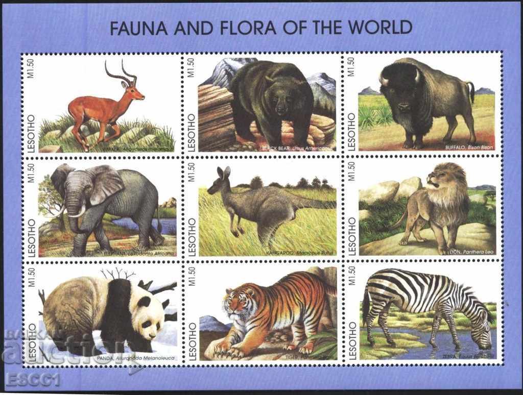 Чисти марки в малък лист Фауна Диви Животни 1998 от Лесото