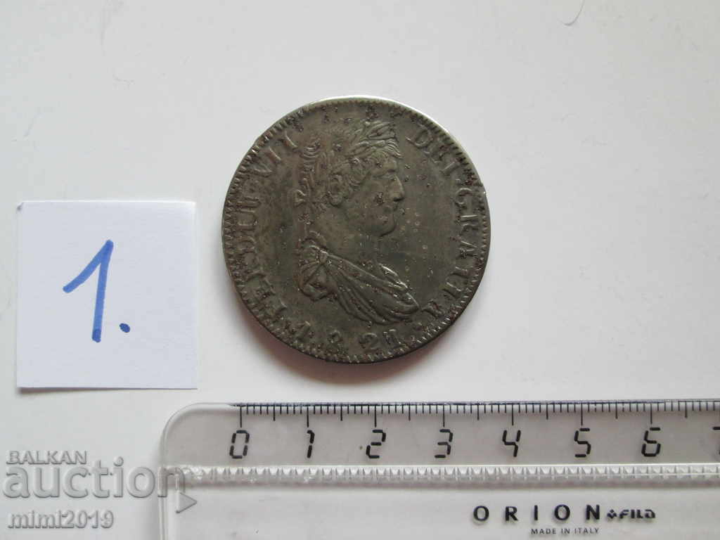 1821 Ferdin VII dei Gratia 8R, Spanish silver coin - 5 1821 Ferdin VII dei Gratia 8R, Spanish silver coin - 5