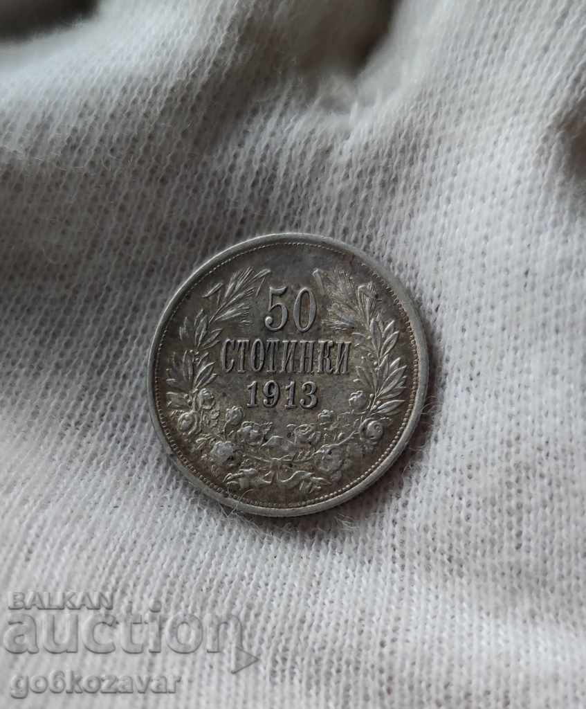 Bulgaria 50 de cenți 1913 argint.