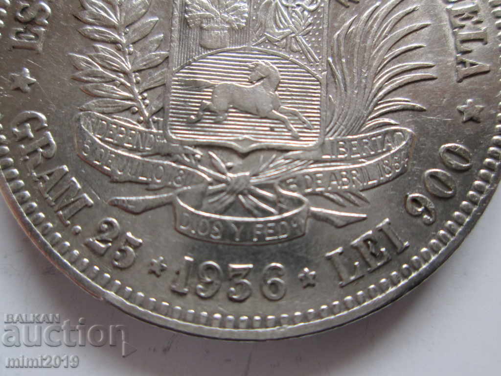 Auction 1936 silver coin Venezuela Auction 1936 silver coin Venezuela