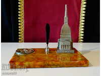 Agate, pen stand, pen from Torino.