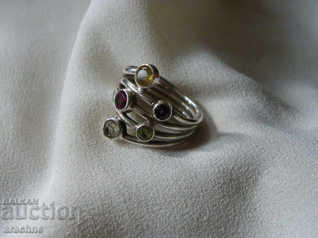 Old silver ring with topaz, garnet, citrine, amethyst, peridot with price 85.00 BGN | € 43.46 Old silver ring with topaz, garnet, citrine, amethyst, peridot with price 85.00 BGN | € 43.46
