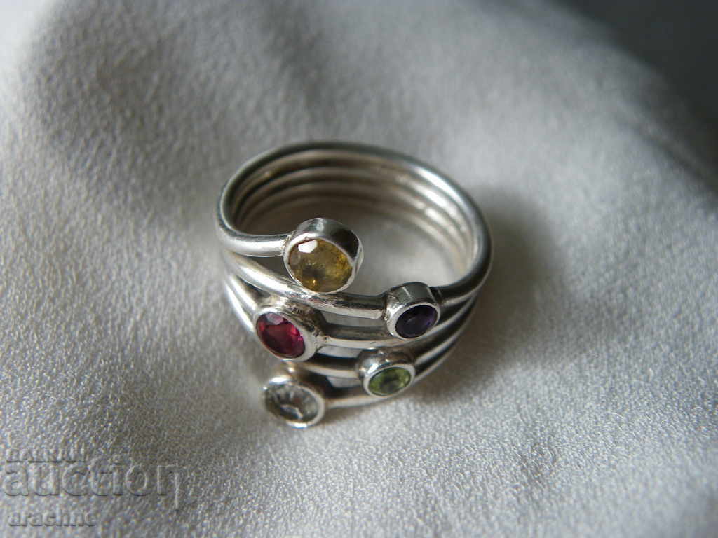 Old silver ring with topaz, garnet, citrine, amethyst, peridot Old silver ring with topaz, garnet, citrine, amethyst, peridot