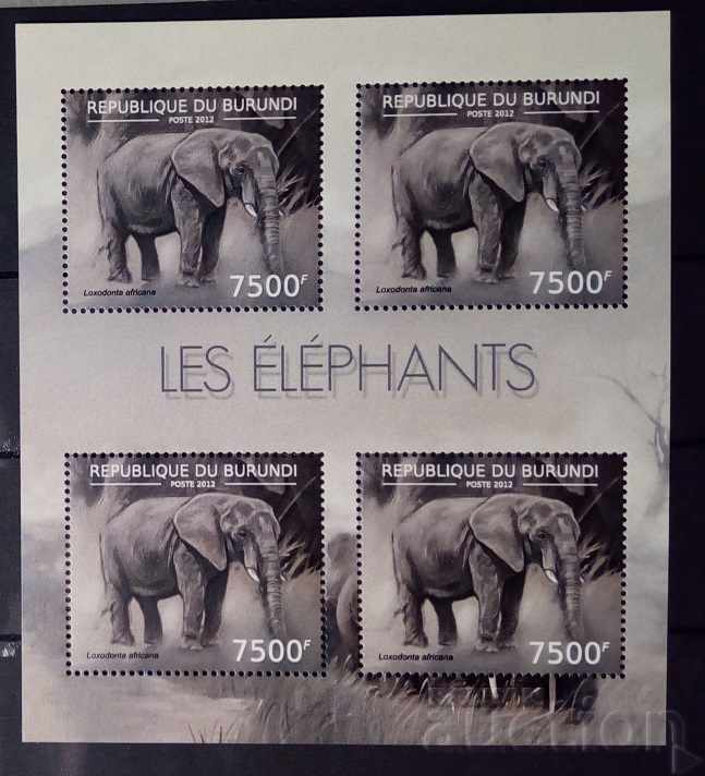 Burundi 2012 Fauna / Elephants Block MNH