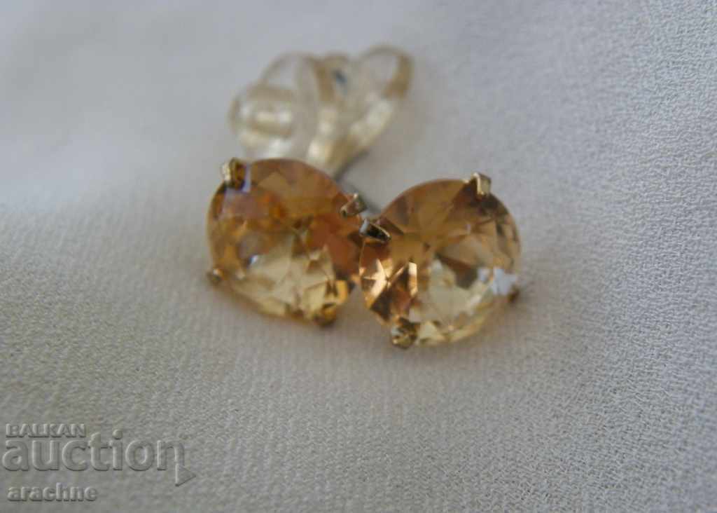 Auction Earrings with large citrines and gold plating Auction Earrings with large citrines and gold plating