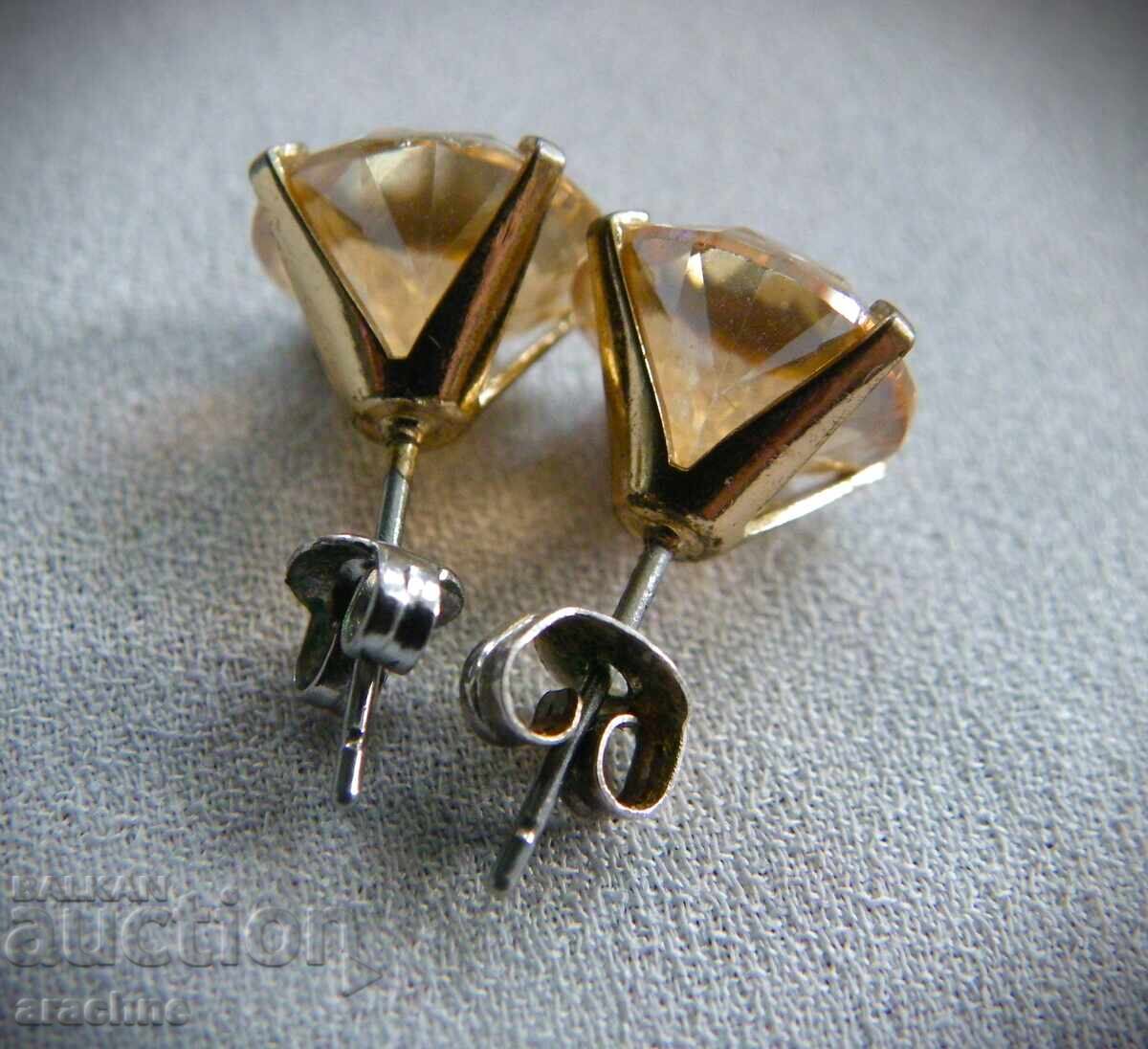 Earrings with large citrines, silver and gold plating - 5 Earrings with large citrines, silver and gold plating - 5