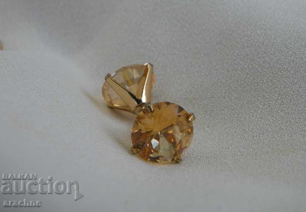 Earrings with large citrines and gold plating - 6 Earrings with large citrines and gold plating - 6