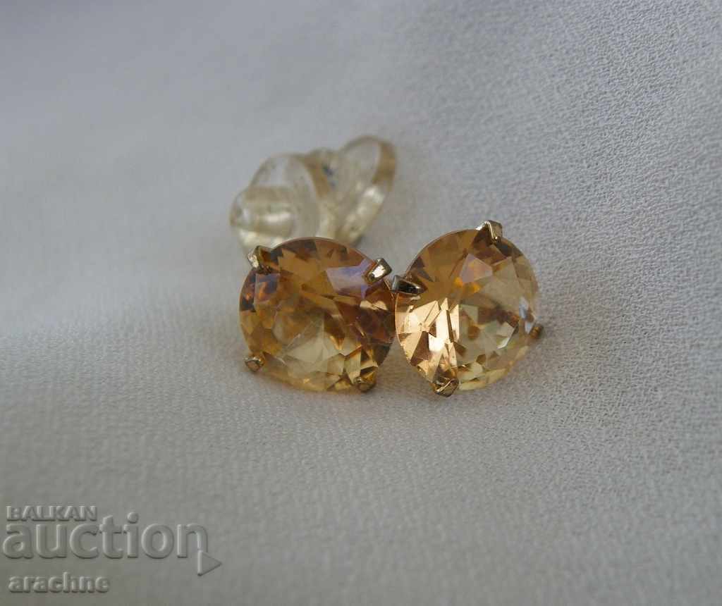 Earrings with large citrines and gold plating