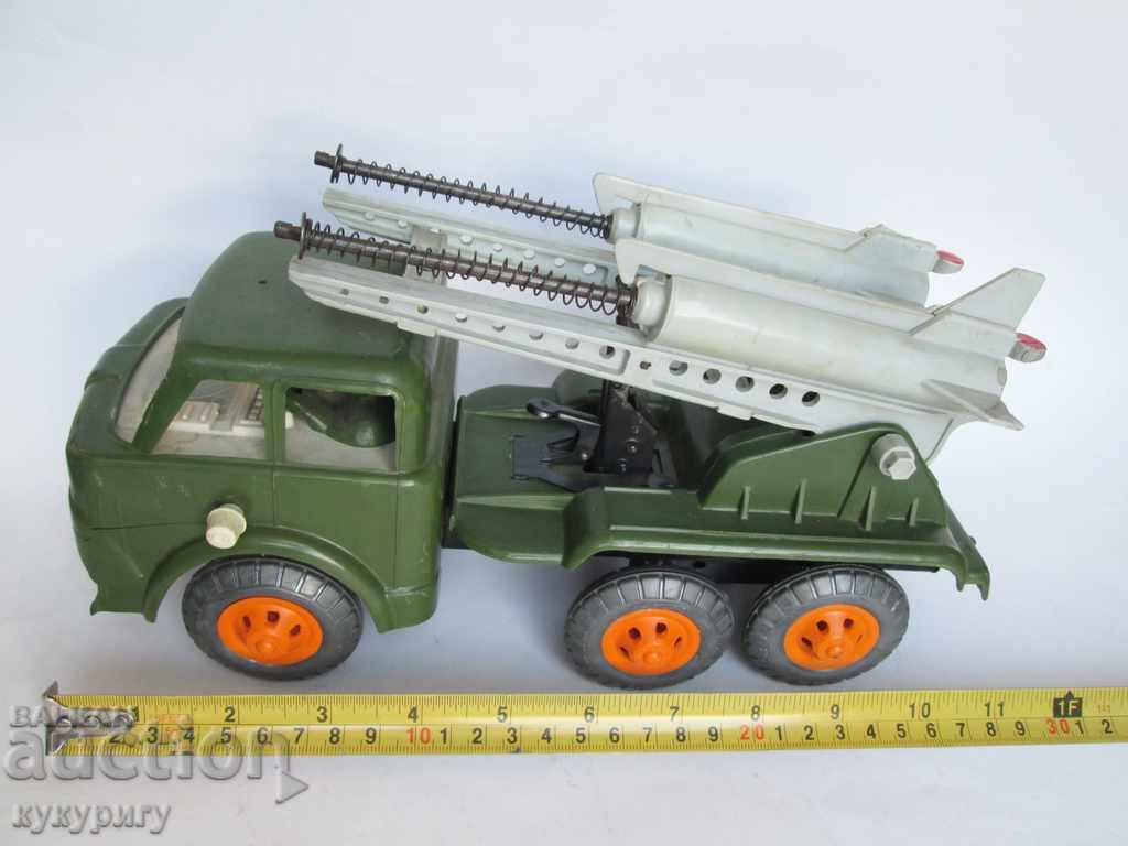 Old USSR Soc children's plastic toy military truck with price 50.00 BGN | € 25.56