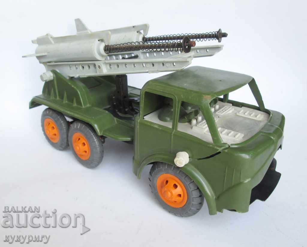 Vechi URSS Soc camion militar de jucărie din plastic pentru copii