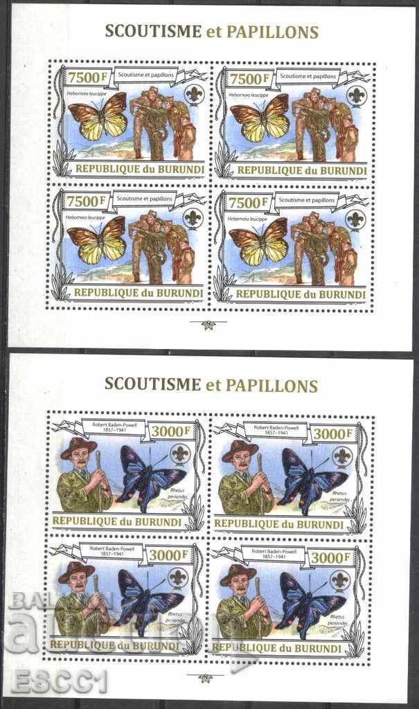 Auction Pure stamps in small leaves Scouts Butterflies 2013 from Burundi Auction Pure stamps in small leaves Scouts Butterflies 2013 from Burundi