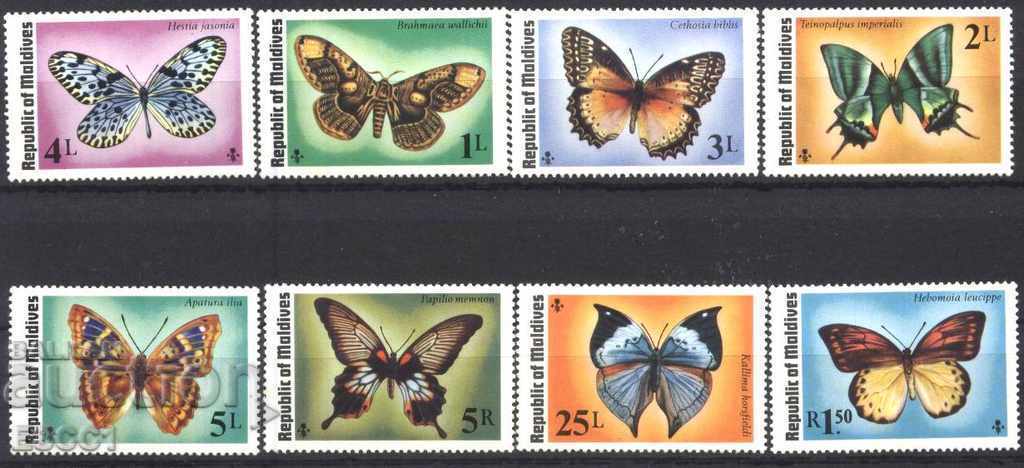 Καθαρές μάρκες Fauna Butterflies 1975 από τις Μαλδίβες