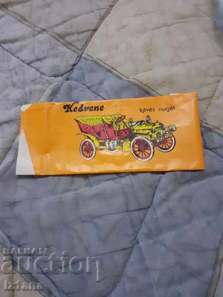 Old package of Kedvenc chocolate
