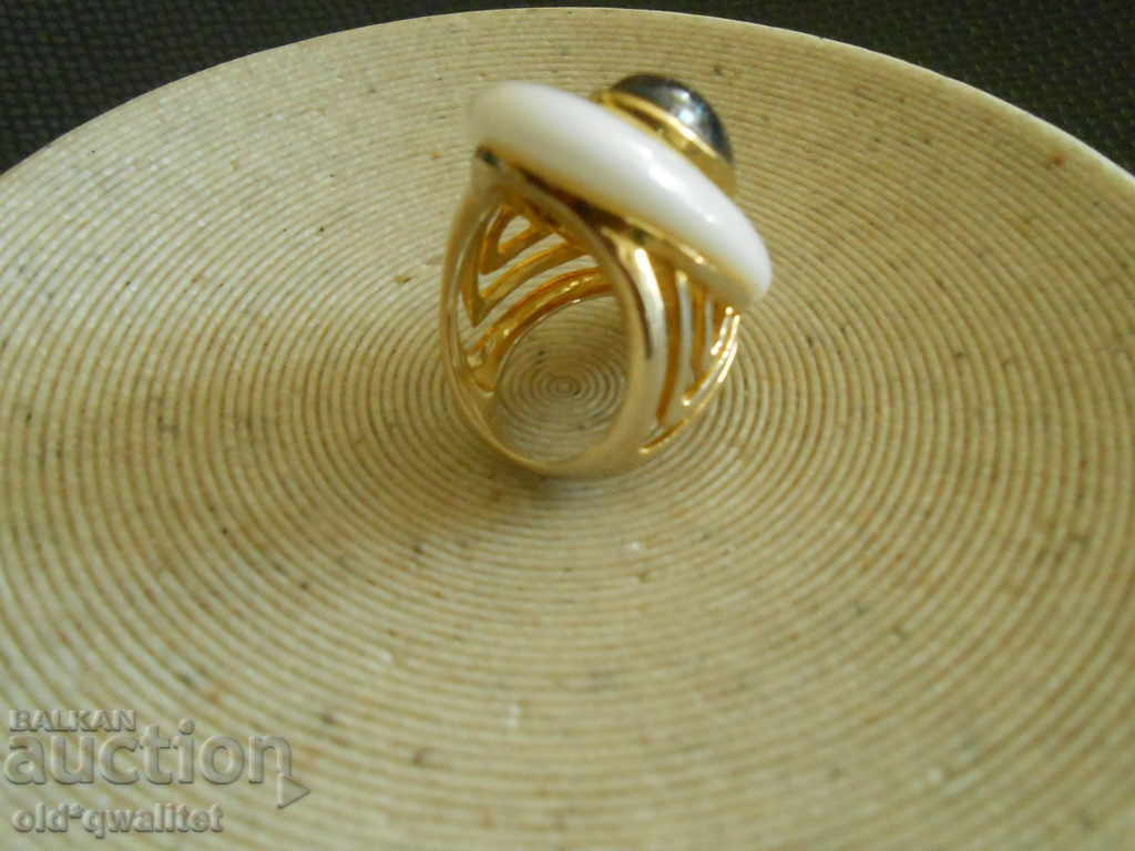 Women's silver ring with gold plating, Silver 925 and 2 stones with price 297.00 BGN | € 151.85 Women's silver ring with gold plating, Silver 925 and 2 stones with price 297.00 BGN | € 151.85