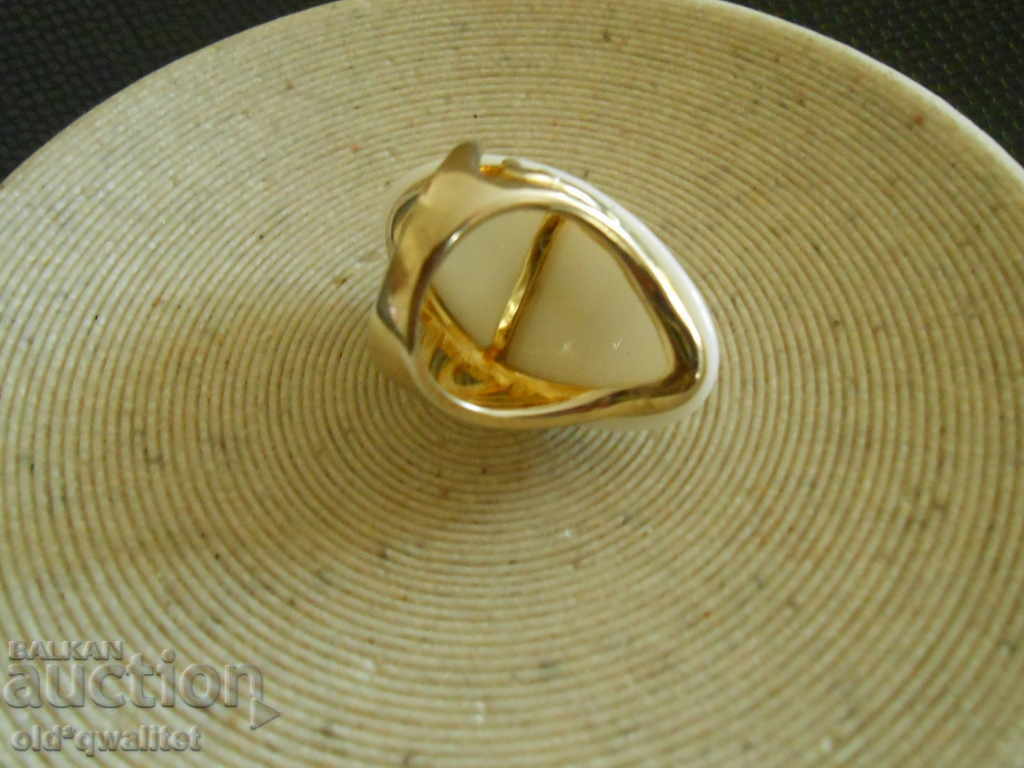 Women's silver ring with gold plating, Silver 925 and 2 stones - 5 Women's silver ring with gold plating, Silver 925 and 2 stones - 5