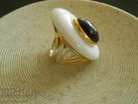 Women's silver ring with gold plating, Silver 925 and 2 stones