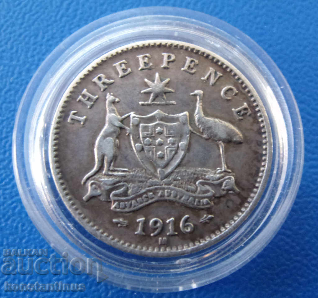 Australia 3 Pence 1916 M Rare