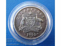 Australia 3 Pence 1916 M Rare