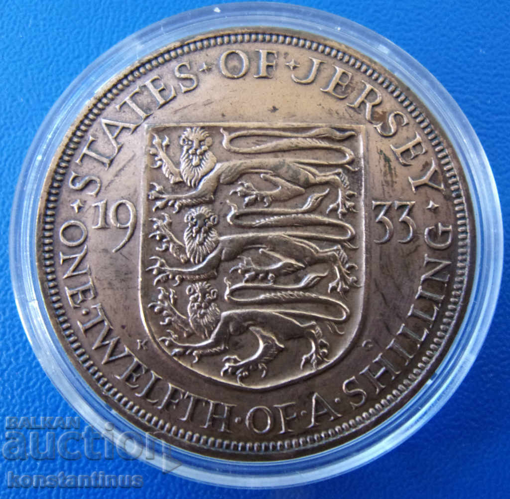 about. Jersey 1/12 Shilling 1933 Rare