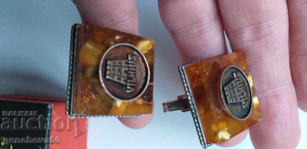 Russian boutonelles with natural amber - 5 Russian boutonelles with natural amber - 5