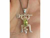 Silver Necklace Pendant with Devil with Trident