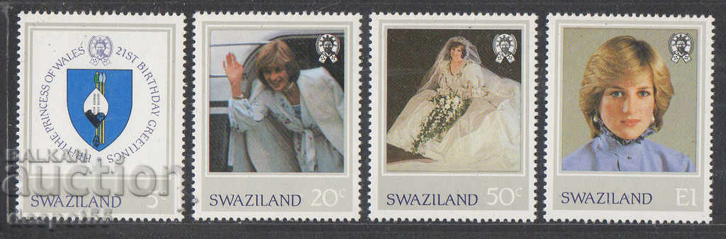 1982. Swaziland. Princess Diana is 21 years old.