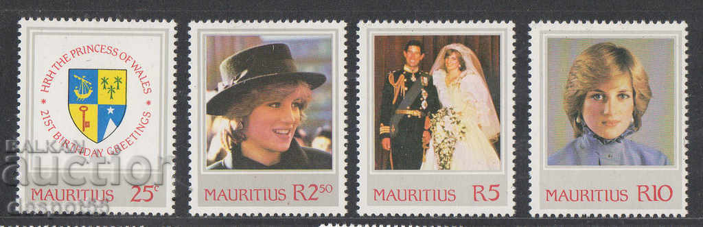 1982. Mauritius. Princess Diana is 21 years old.