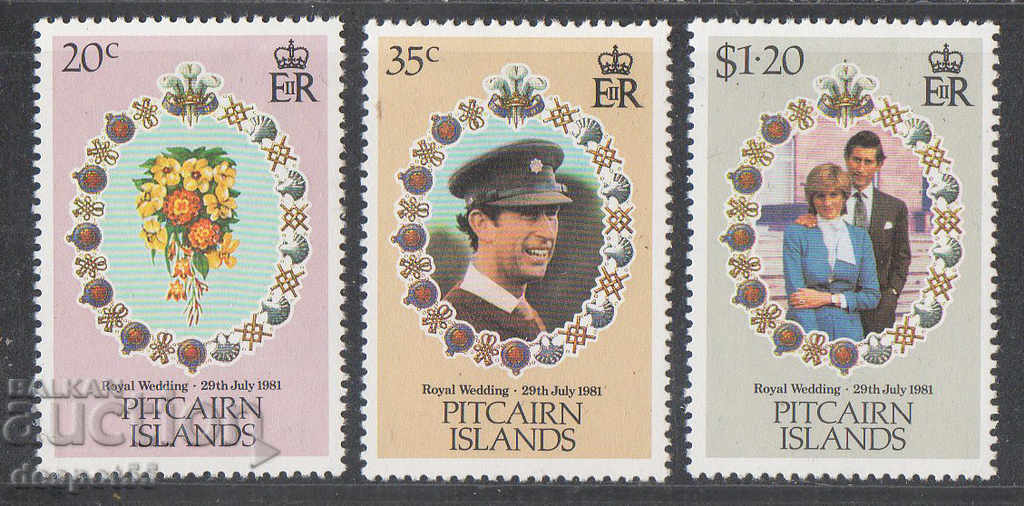 1981. Insulele Pitcairn. Nunta regală - Prințul Charles și Diana.