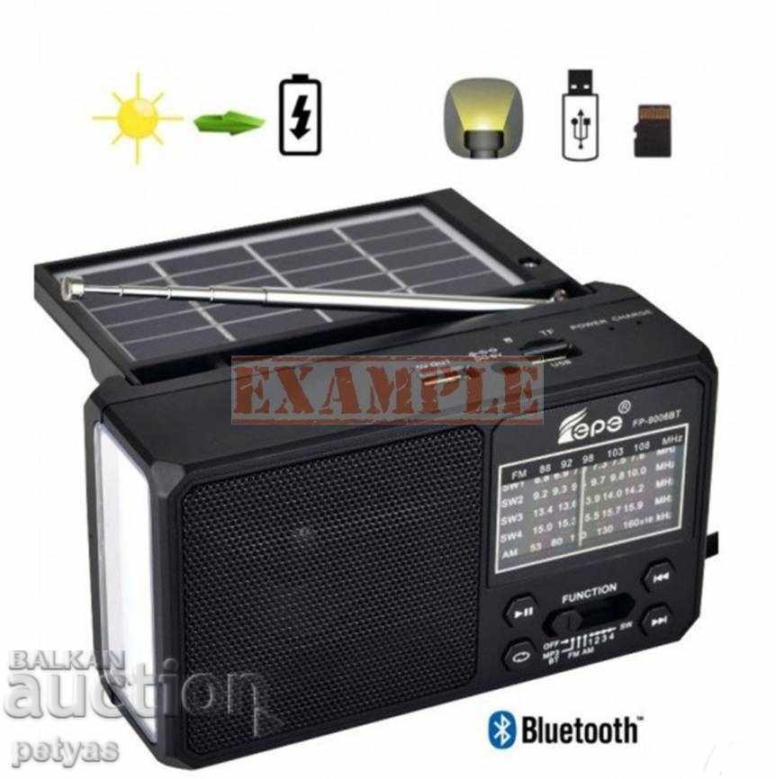 Auction Solar Radio - Bluetooth, USB, SD + LED Flashlight 9006 BT-S Auction Solar Radio - Bluetooth, USB, SD + LED Flashlight 9006 BT-S