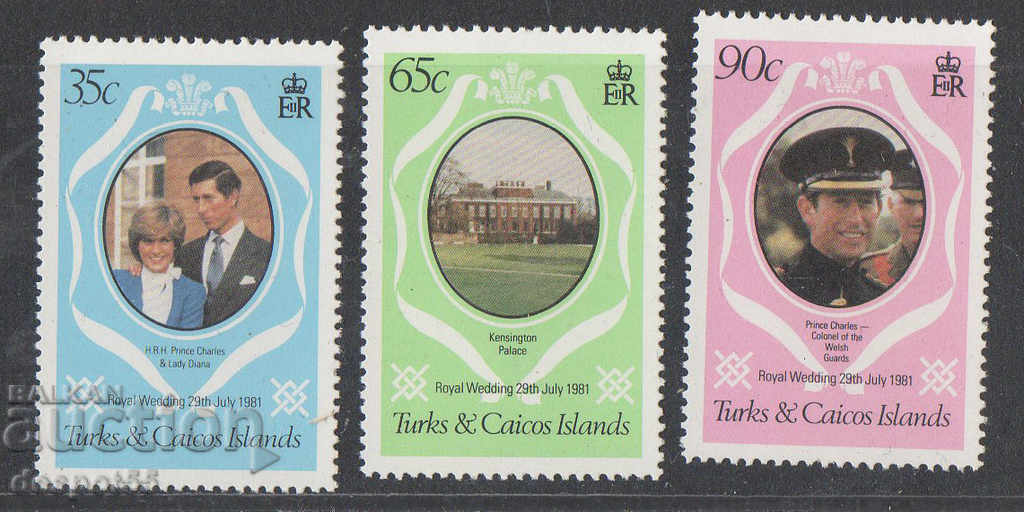 1981. Turks and Caicos. Royal wedding - Prince Charles and Diana.