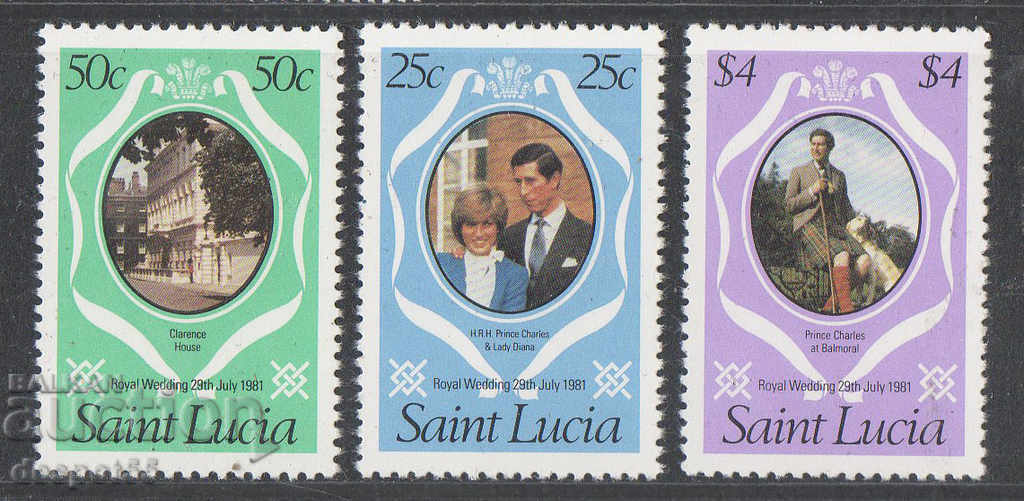 1981. St. Lucia. Royal wedding - Prince Charles and Diana