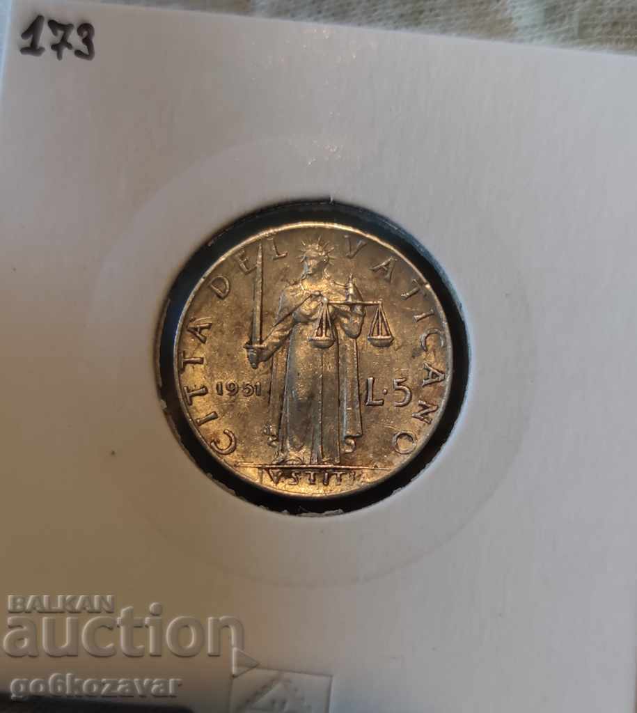 Vatican 5 lira 1951 with price 6.90 BGN | € 3.53 Vatican 5 lira 1951 with price 6.90 BGN | € 3.53