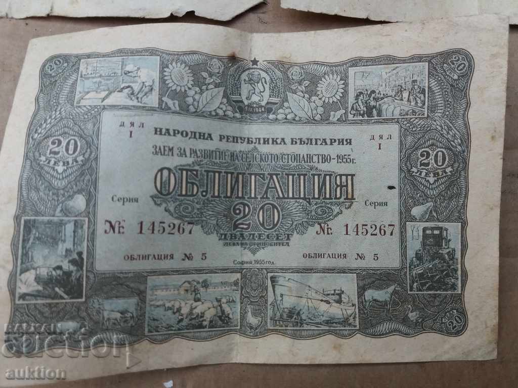 3 NUMBER OF BONDS FROM 1952 WITH DIFFERENT Denomination 20, 40 L - 7 3 NUMBER OF BONDS FROM 1952 WITH DIFFERENT Denomination 20, 40 L - 7