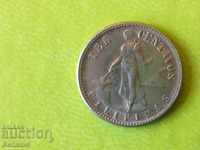 10 Centavos 1945 '' D '' Philippines / USA Silver