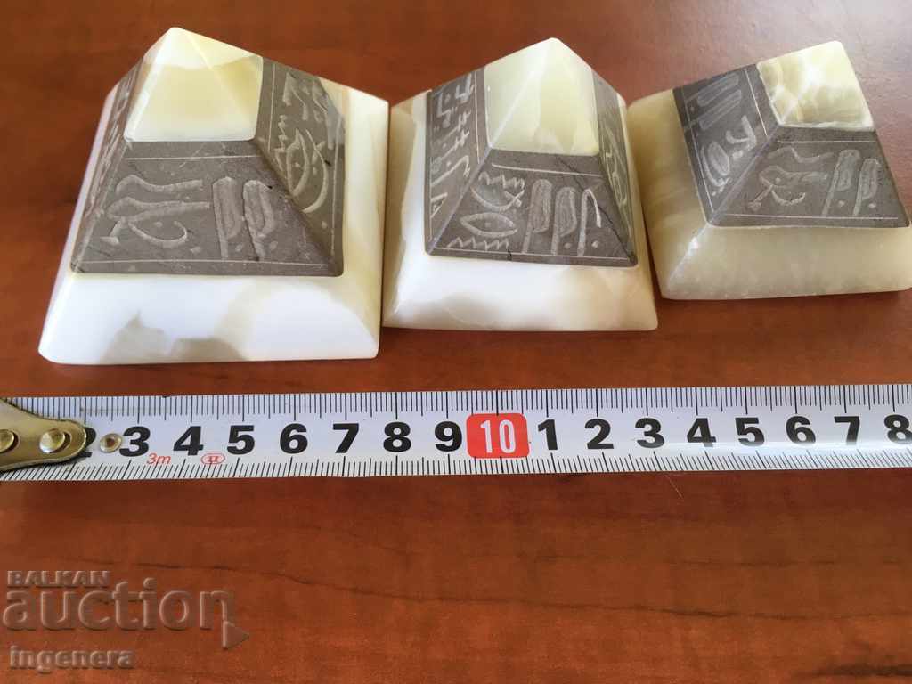 PYRAMID MARBLE RELIEF HEAVY FROM EGYPT OLD-3 PCS