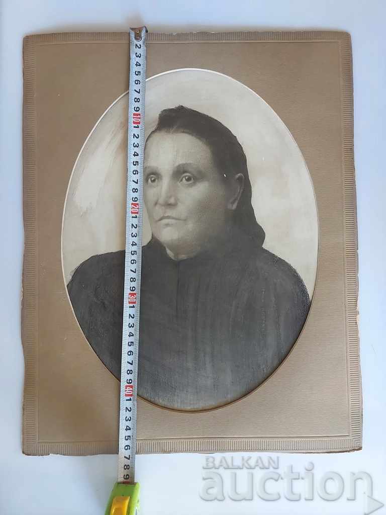 Auction  OLD LARGE Retouched PHOTO PORTRAIT PHOTO CARDBOARD WOMEN