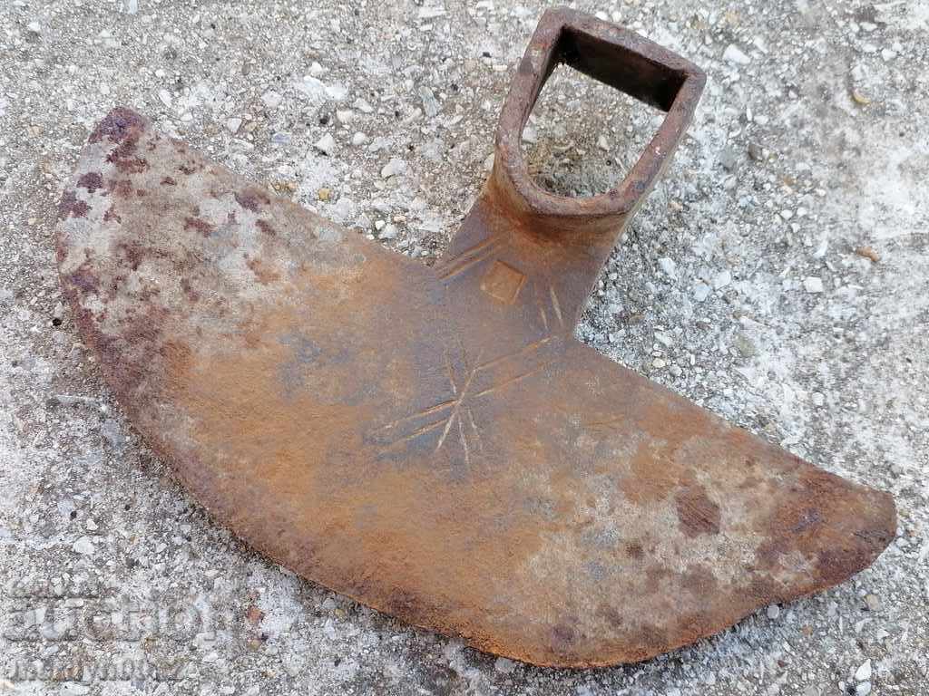 Forged hoe, agricultural tool, wrought iron Forged hoe, agricultural tool, wrought iron