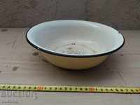 SOC. ENAMELED COOKING BASIN, PLATE, MARKED TRAY