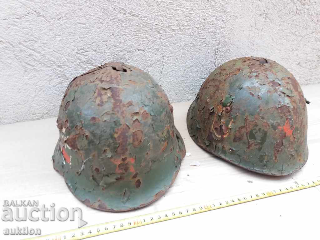 LOT OF TWO 2 MILITARY HELMETS - BA - BULGARIAN ARMY - DIFFERENT